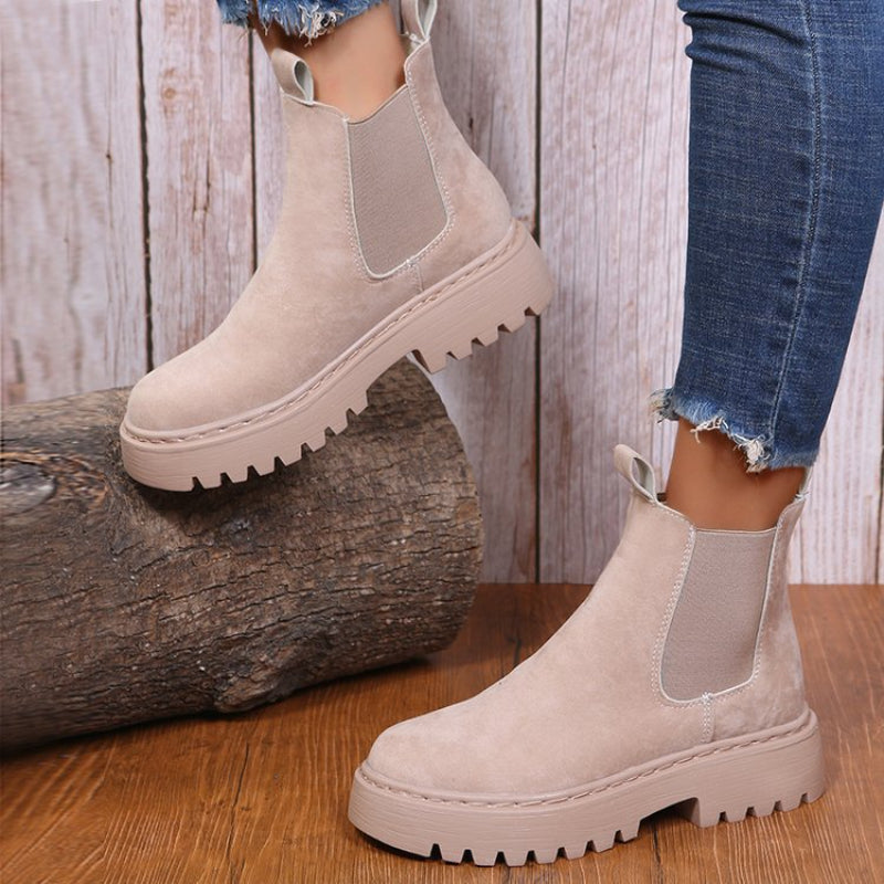 Bottines femme plateforme chelsea à élastiques latéraux et semelle crantée