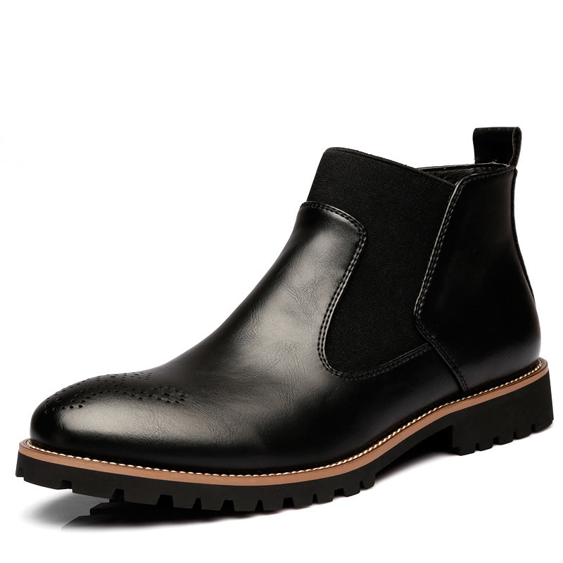 Bottes homme en cuir style Martin marron vue de profil