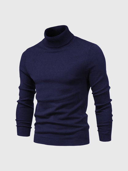 Pull col roulé homme style moderne - bleu