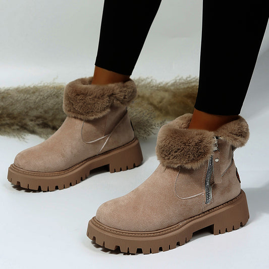 Bottes d'hiver fourrées femme noires et kaki