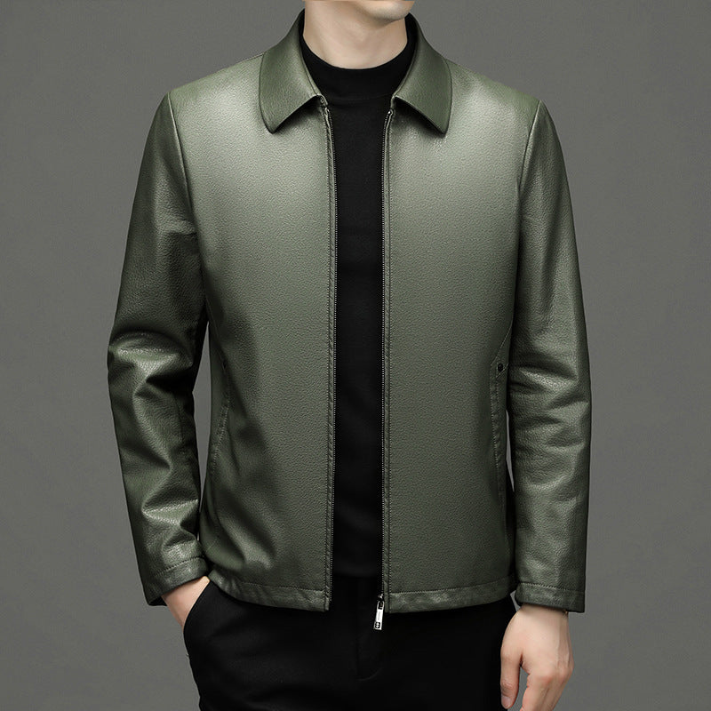Veste en cuir homme à col revers