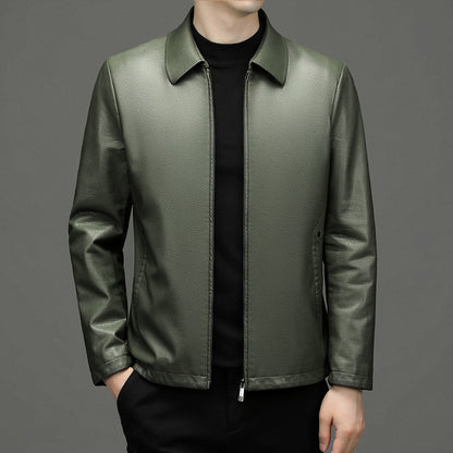 Veste en cuir homme à col revers