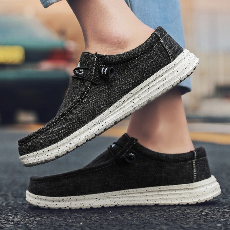 Mocassins toile homme casual à enfiler vue de profil