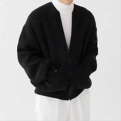 Cardigan zippé homme à col montant en maille