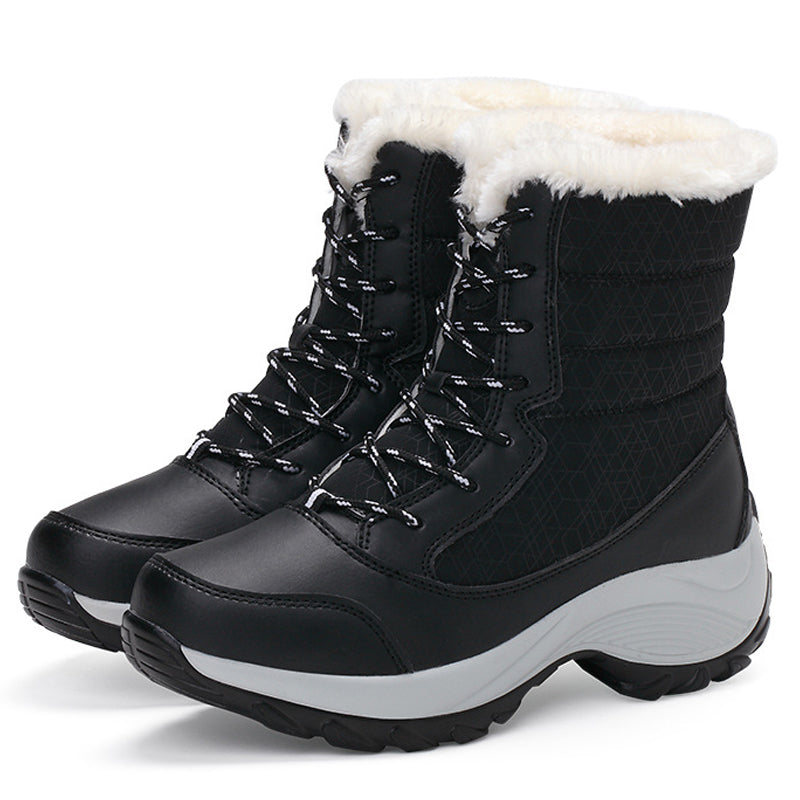 Bottines femme doublées peluche à talon compensé