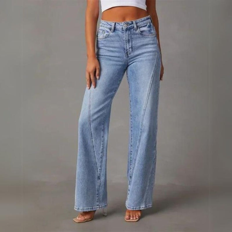 Jean femme coupe wide leg en denim - bleu clair