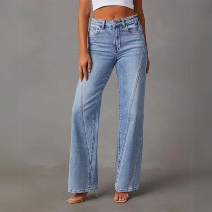 Jean femme coupe wide leg en denim - bleu clair