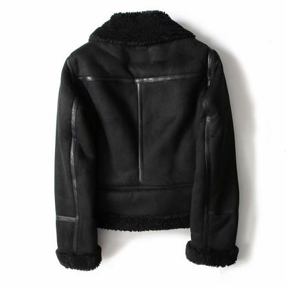 Veste femme en suède col revers style motard