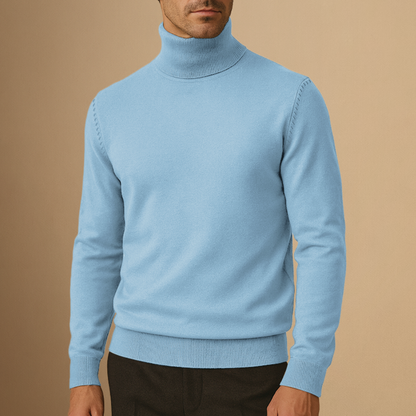 Pull à col roulé pour homme - bleu clair