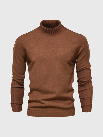 Pull col roulé homme style moderne - marron