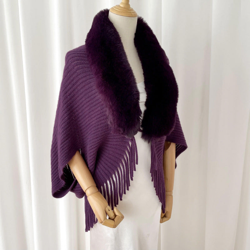 Châle uni en maille pour femme en hiver