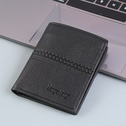 Portefeuille homme court noir à motif géométrique