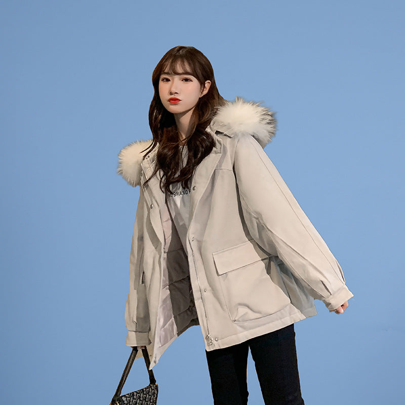 Manteau d'hiver femme ample à capuche en coton