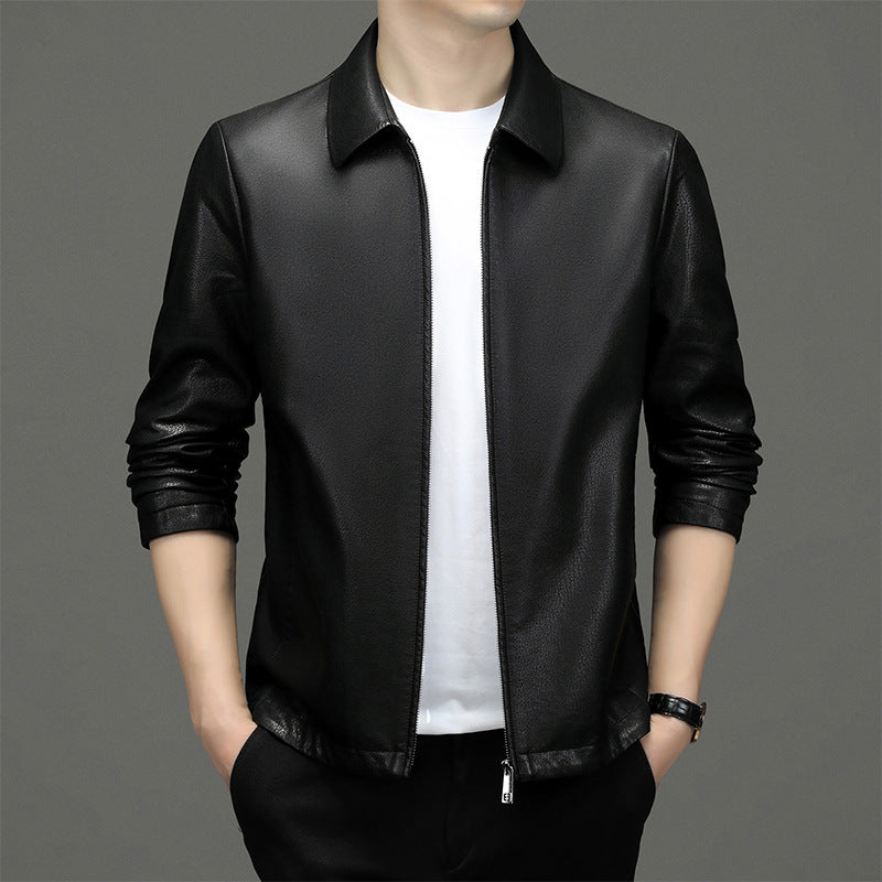 Veste en cuir homme à col revers