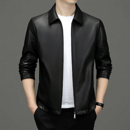 Veste en cuir homme à col revers