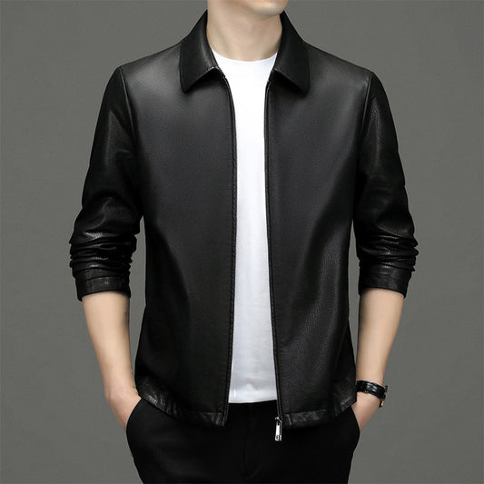 Veste en cuir homme à col revers