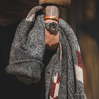 Cardigan homme gris foncé en maille col revers