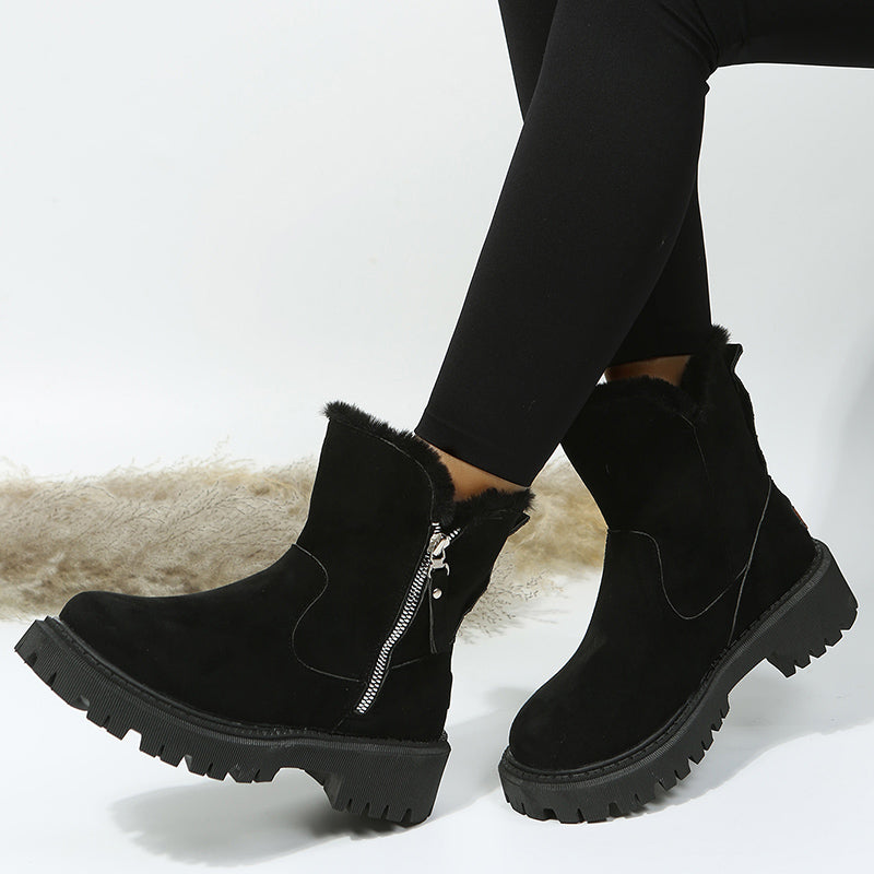 Bottes d'hiver fourrées femme noires et kaki
