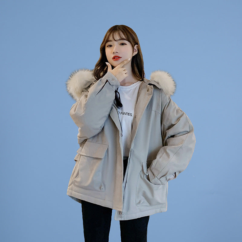 Manteau d'hiver femme ample à capuche en coton
