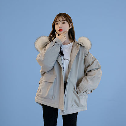 Manteau d'hiver femme ample à capuche en coton