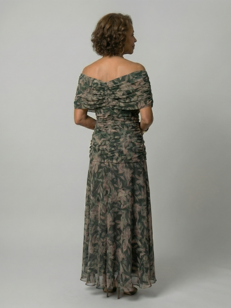 Isaline | Robe Midi Épaules Dénudées Fluide