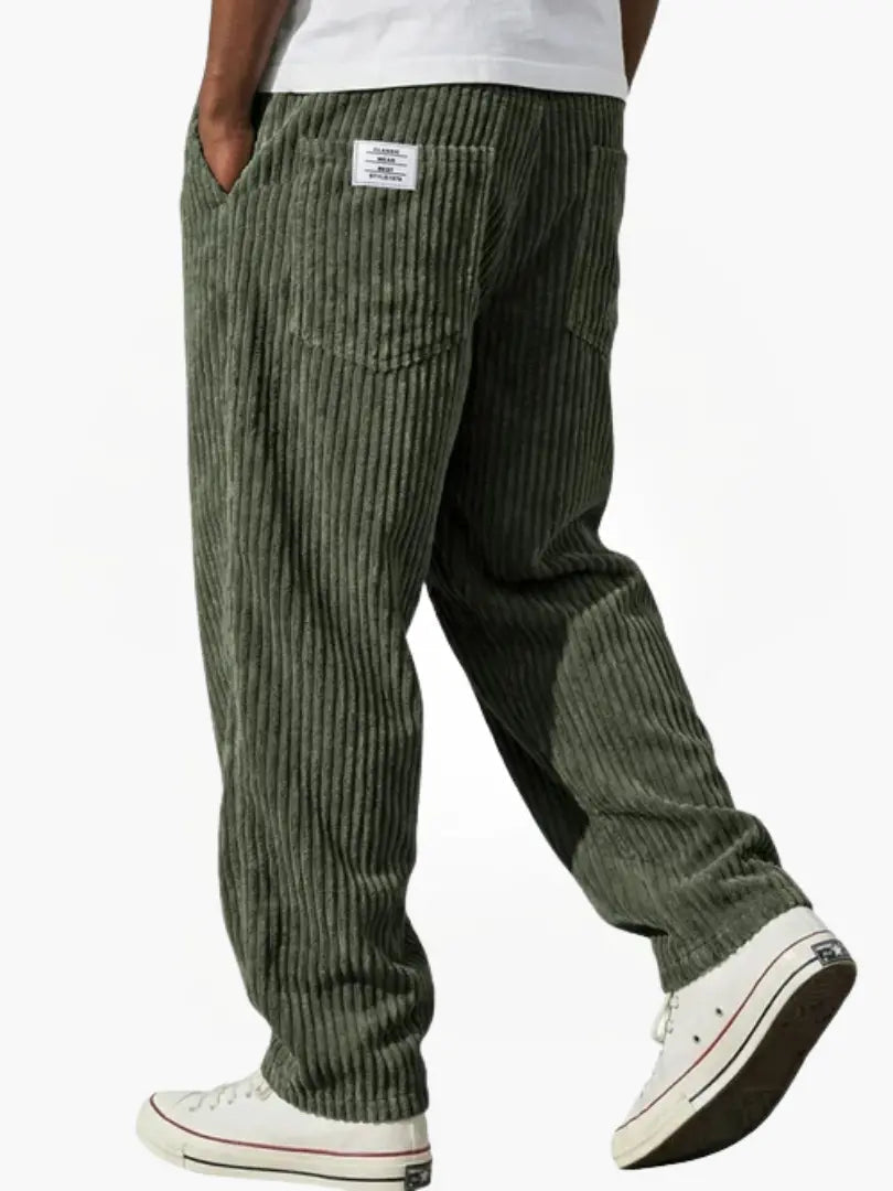 Pantalon côtelé homme vintage coupe droite