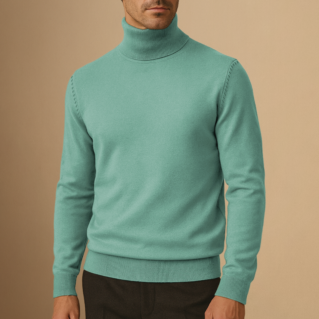 Pull à col roulé pour homme - vert clair
