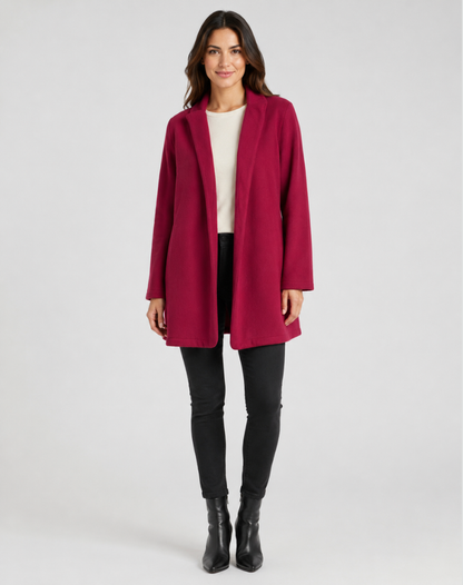 Manteau femme en laine coupe ville - rose
