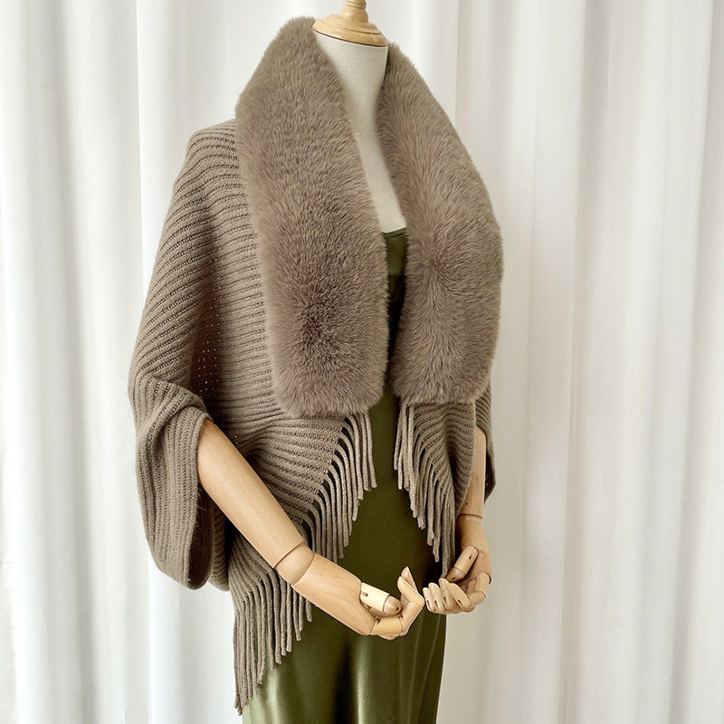 Châle uni en maille pour femme en hiver