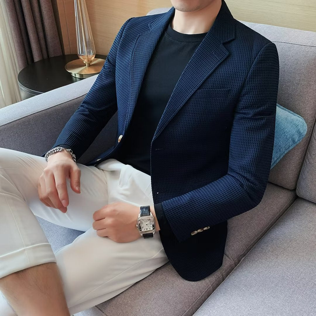 Veste homme gaufrée à manches longues, style décontracté