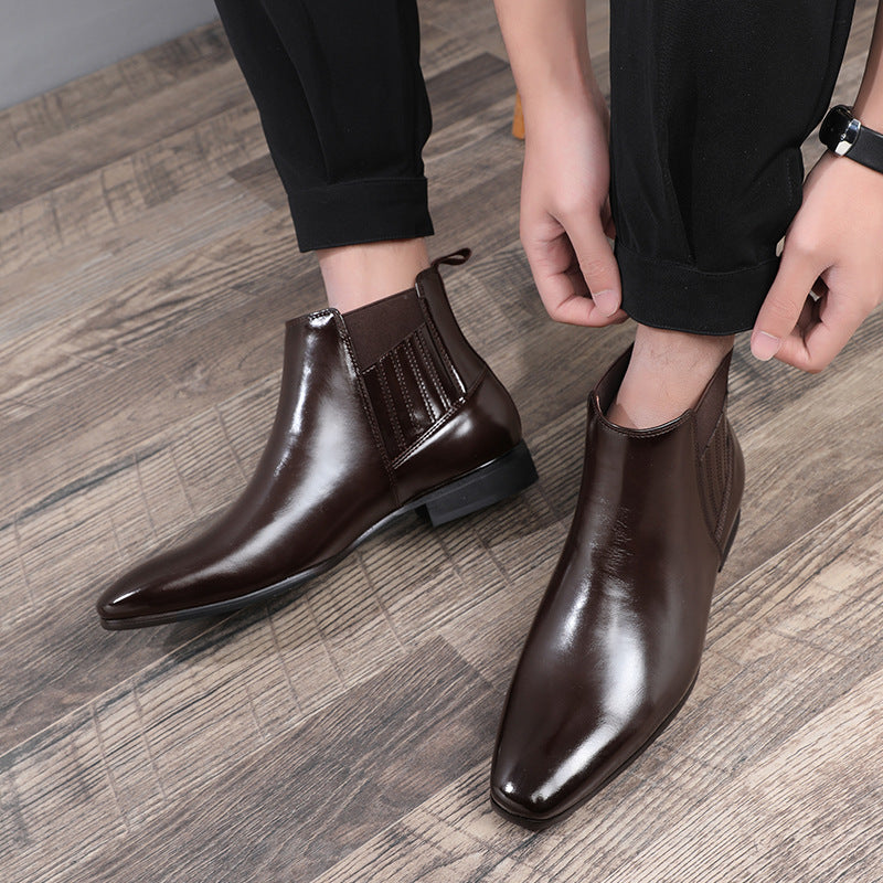 Bottines Chelsea homme bout pointu talon carré