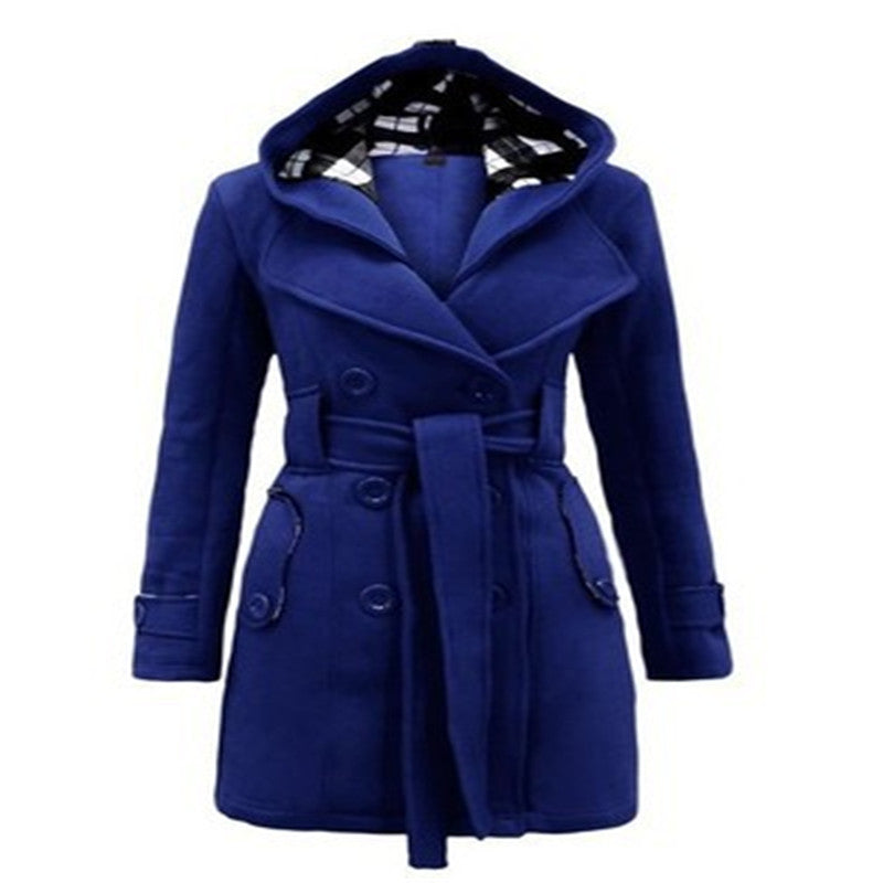 Manteau femme hiver boutonné à col large coupe ajustée