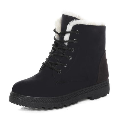 Bottines d'hiver femme doublées à lacets, tige haute