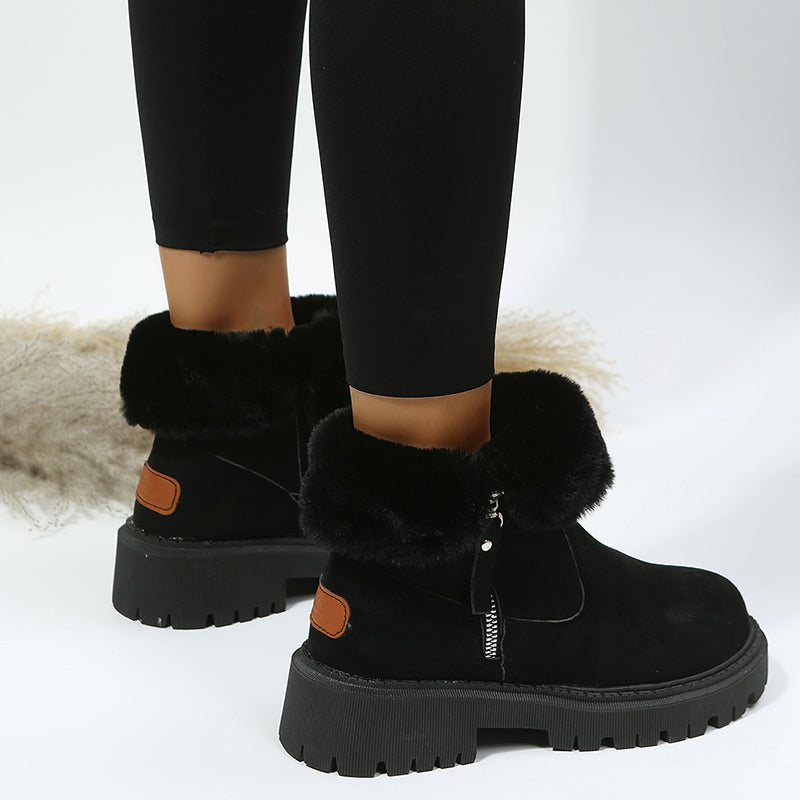 Bottes d'hiver fourrées femme noires et kaki