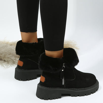 Bottes d'hiver fourrées femme noires et kaki