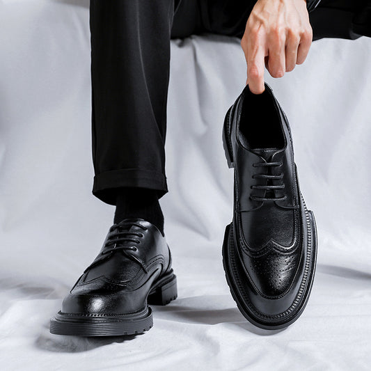 Chaussures en cuir noir à plateforme pour homme