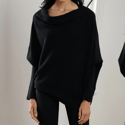 Pull femme à coupe asymétrique - noir