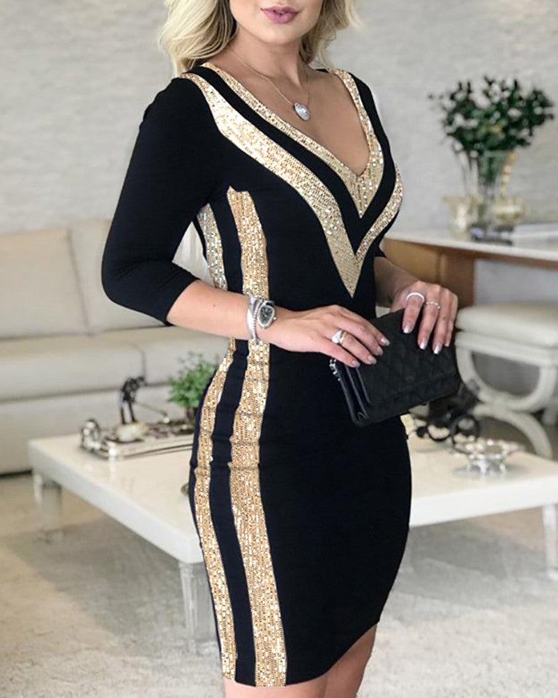 Robe à sequins femme pour soirée, vue de face