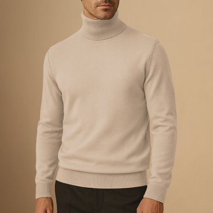 Pull à col roulé pour homme - beige