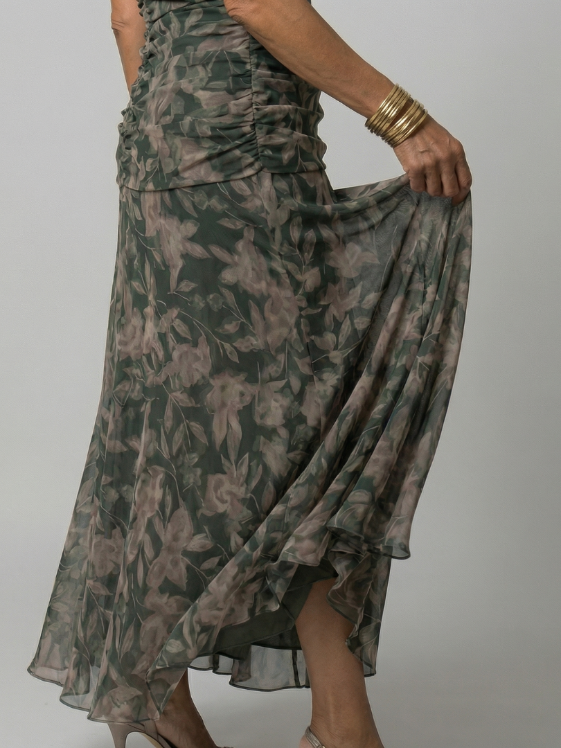 Isaline | Robe Midi Épaules Dénudées Fluide