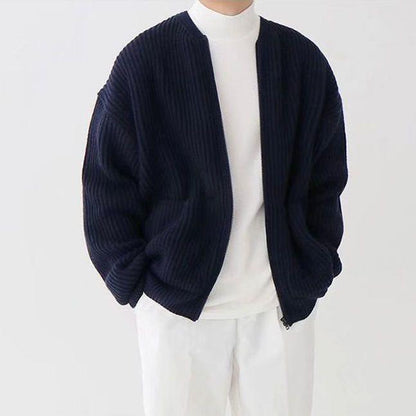 Cardigan zippé homme à col montant en maille