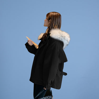 Manteau d'hiver femme ample à capuche en coton