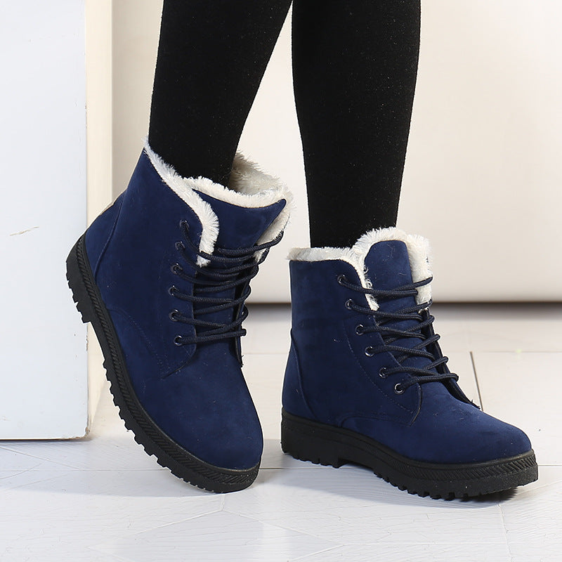 Bottines d'hiver femme doublées à lacets, tige haute