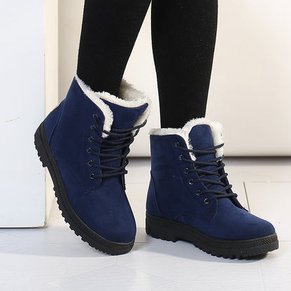 Bottines d'hiver femme doublées à lacets, tige haute