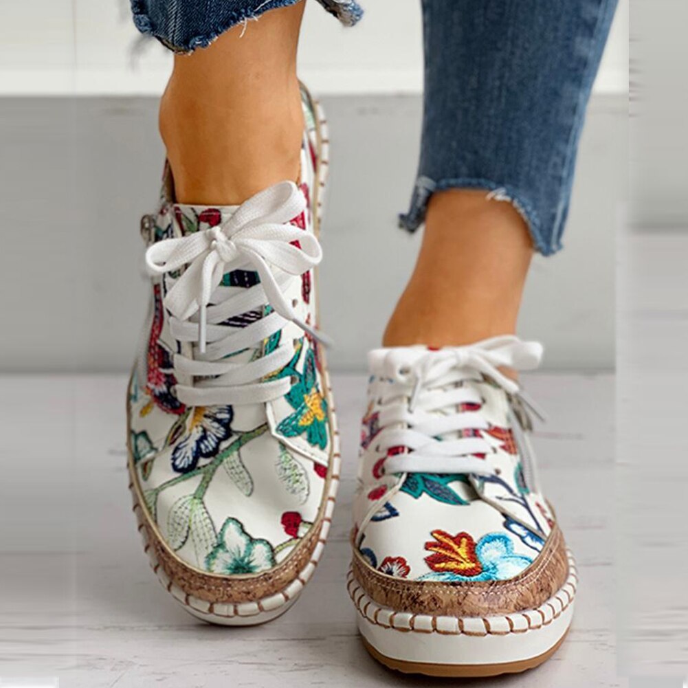 Adèle | Baskets Femme Bohème à Fleurs
