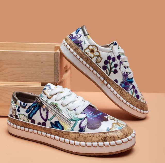 Adèle | Baskets Femme Bohème à Fleurs