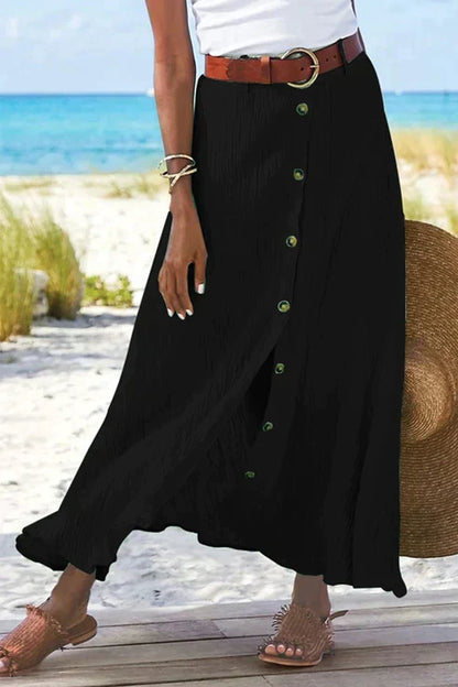 Louna | Jupe Longue Femme en Lin Boutonnée