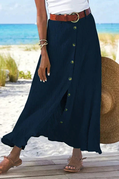 Louna | Jupe Longue Femme en Lin Boutonnée