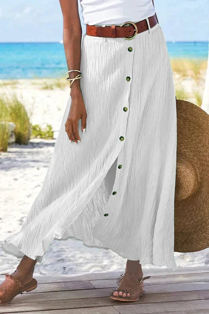 Louna | Jupe Longue Femme en Lin Boutonnée