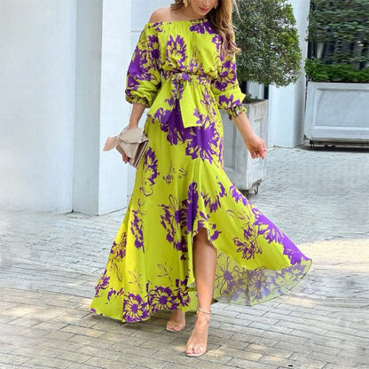 Nina | Robe Longue Bohème Fleurie à Ceinture